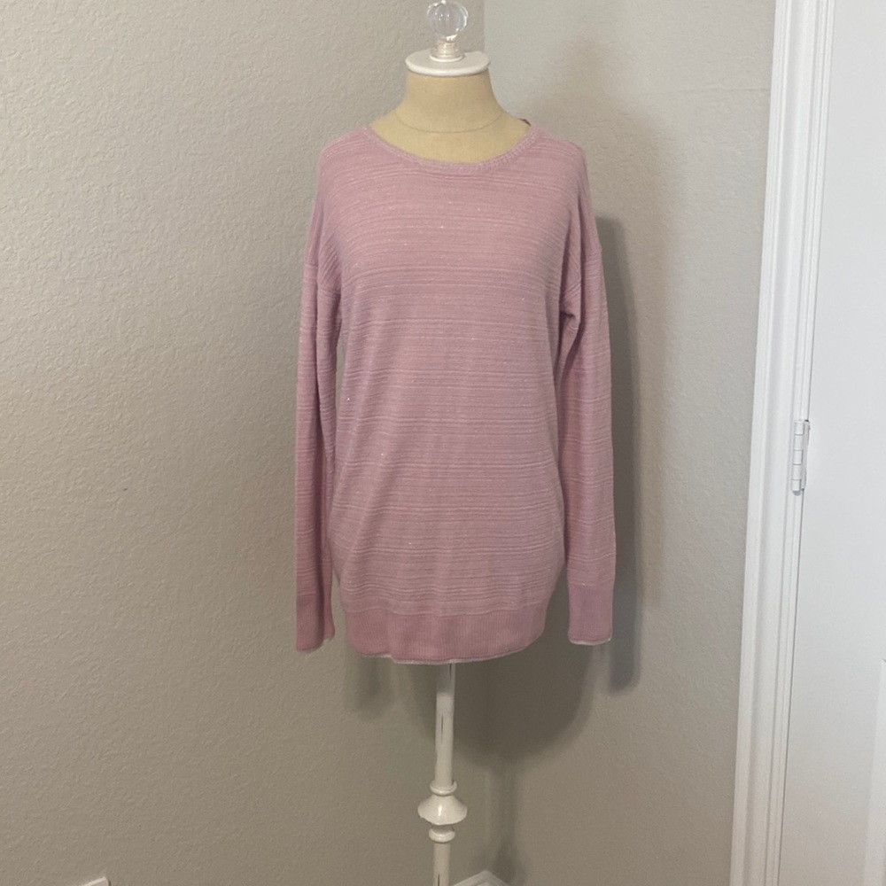 ETC light pink and silver sparkly light weight sweater
